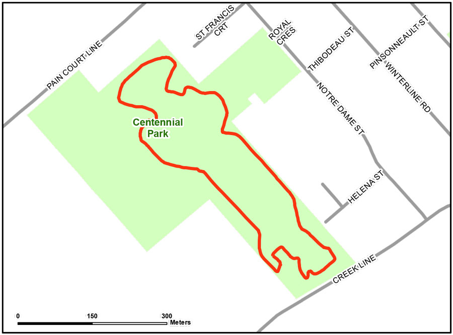Map of Centennial Park Pathway