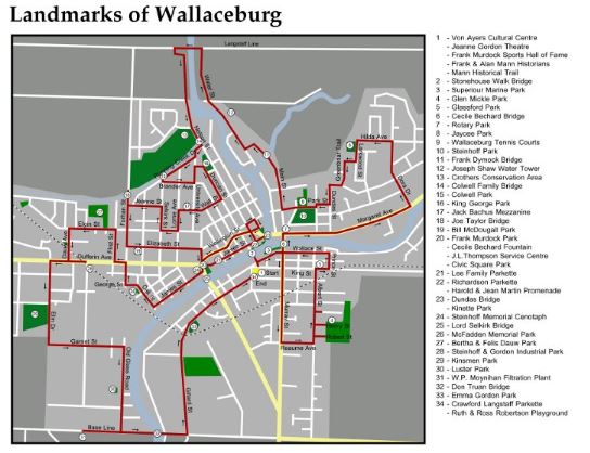 Map of Heritage Walk- Wallaceburg Landmarks Trail