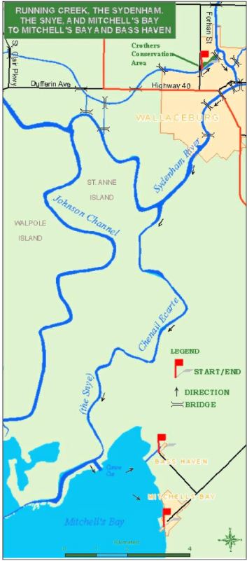 Map of Water Trail- Running Creek, The Sydenham, The Snye and Mitchell’s Bay to Mitchell’s Bay and Bass Haven