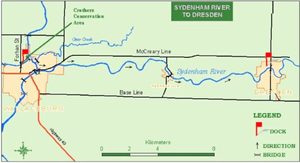 Map of Water Trail-Sydenham River to Dresden